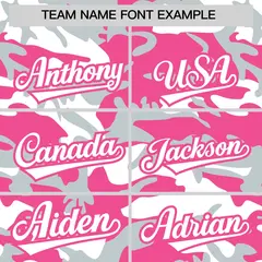 Pink Silver White Camo Gradient Fashion Baseball Jersey 3