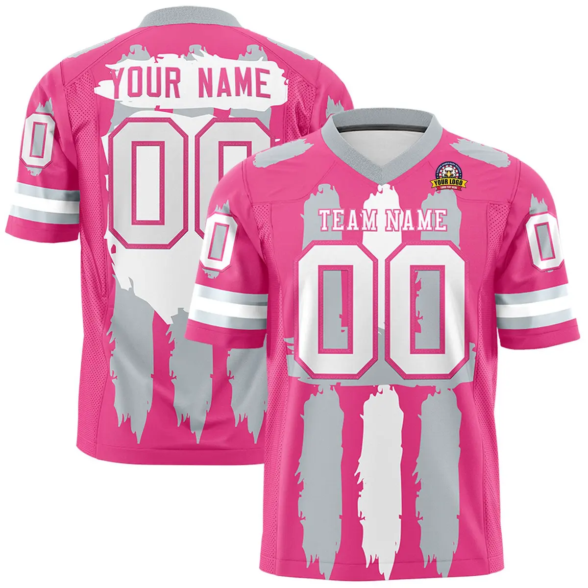 Pink Silver White Graffiti Pattern Flag Football Jersey