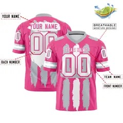 Pink Silver White Graffiti Pattern Flag Football Jersey 2