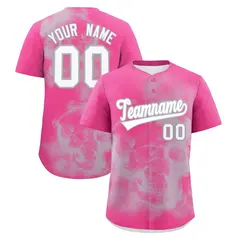 Pink Silver White Skeleton Graffiti Baseball Jersey 1