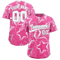 Pink Silver White Star Ink Graffiti Pattern Baseball Jersey