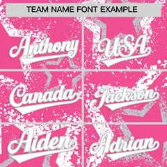 Pink Silver White Star Ink Graffiti Pattern Baseball Jersey 3