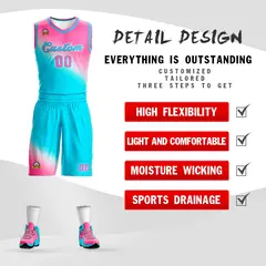 Pink Sky Blue Gradient Fashion Basketball Jersey 2