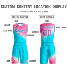 Pink Sky Blue Gradient Fashion Basketball Jersey 3
