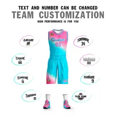 Pink Sky Blue Gradient Fashion Basketball Jersey 4