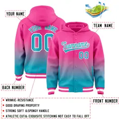 Pink Sky Blue Gradient Letterman Varsity Jacket Hoodie 4