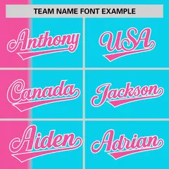 Pink Sky Blue Gradient Stripe Two-Button Softball Jersey 3