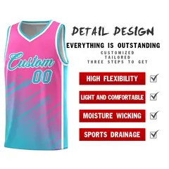 Pink Sky Blue Splash Basketball Uniforms for Practice 2