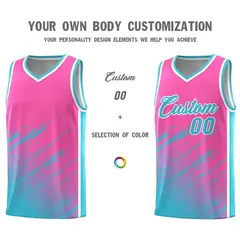Pink Sky Blue Splash Basketball Uniforms for Practice 3