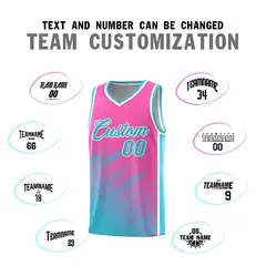 Pink Sky Blue Splash Basketball Uniforms for Practice 4