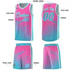 Pink Sky Blue Splash Basketball Uniforms for Practice 5