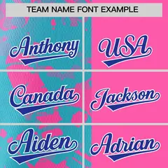 Pink Sky Blue Split Graffiti Raglan Sleeve Baseball Jersey 3