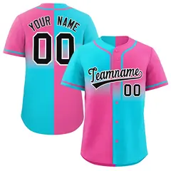 Pink Sky Blue Symmetrical Gradient Authentic Baseball Jersey