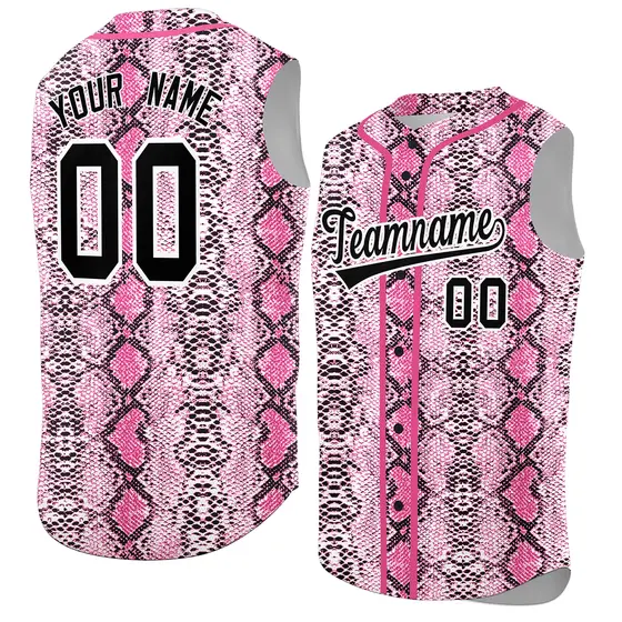 Pink Snakeskin Pattern Sleeveless Baseball Jersey