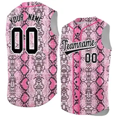 Pink Snakeskin Pattern Sleeveless Baseball Jersey