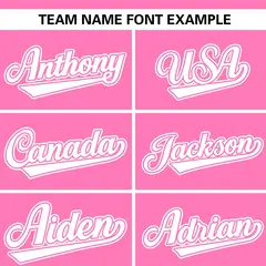 Pink Stand Collar Classic Authentic Baseball Jersey 3