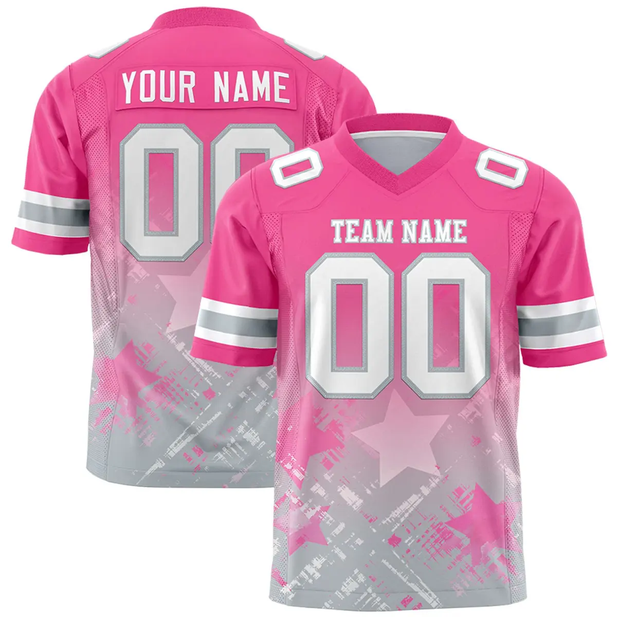 Pink Star Gradient Flag Football Jersey