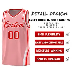 Pink Star Pattern Color Block Shoulders Basketball Jersey 2