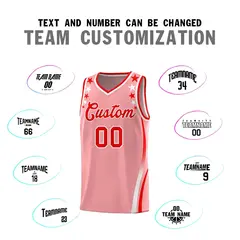 Pink Star Pattern Color Block Shoulders Basketball Jersey 4