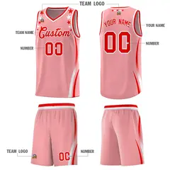 Pink Star Pattern Color Block Shoulders Basketball Jersey 5