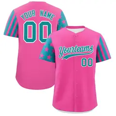 Pink Teal American Flag Raglan Sleeves Baseball Jersey 1
