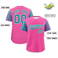 Pink Teal American Flag Raglan Sleeves Baseball Jersey 2
