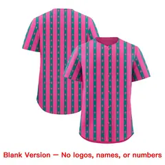 Pink Teal Thick Striped Star Pattern Baseball Jersey 7