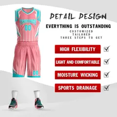 Pink Teal-White Graffiti Angular Element Basketball Jersey 2