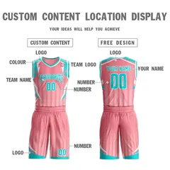 Pink Teal-White Graffiti Angular Element Basketball Jersey 3