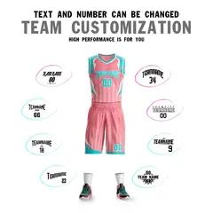 Pink Teal-White Graffiti Angular Element Basketball Jersey 4
