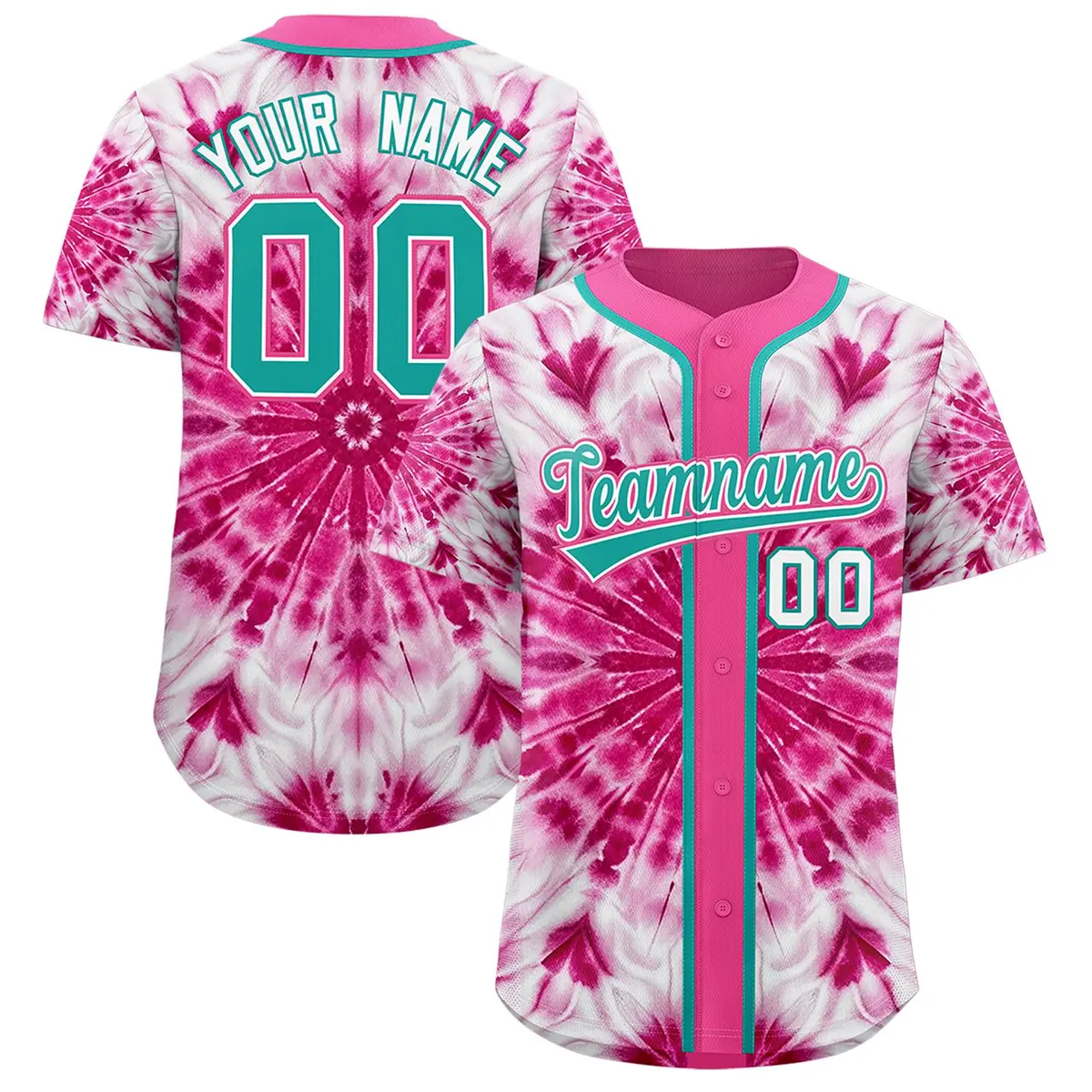 Pink Tie-Dye Graffiti Authentic Baseball Jersey