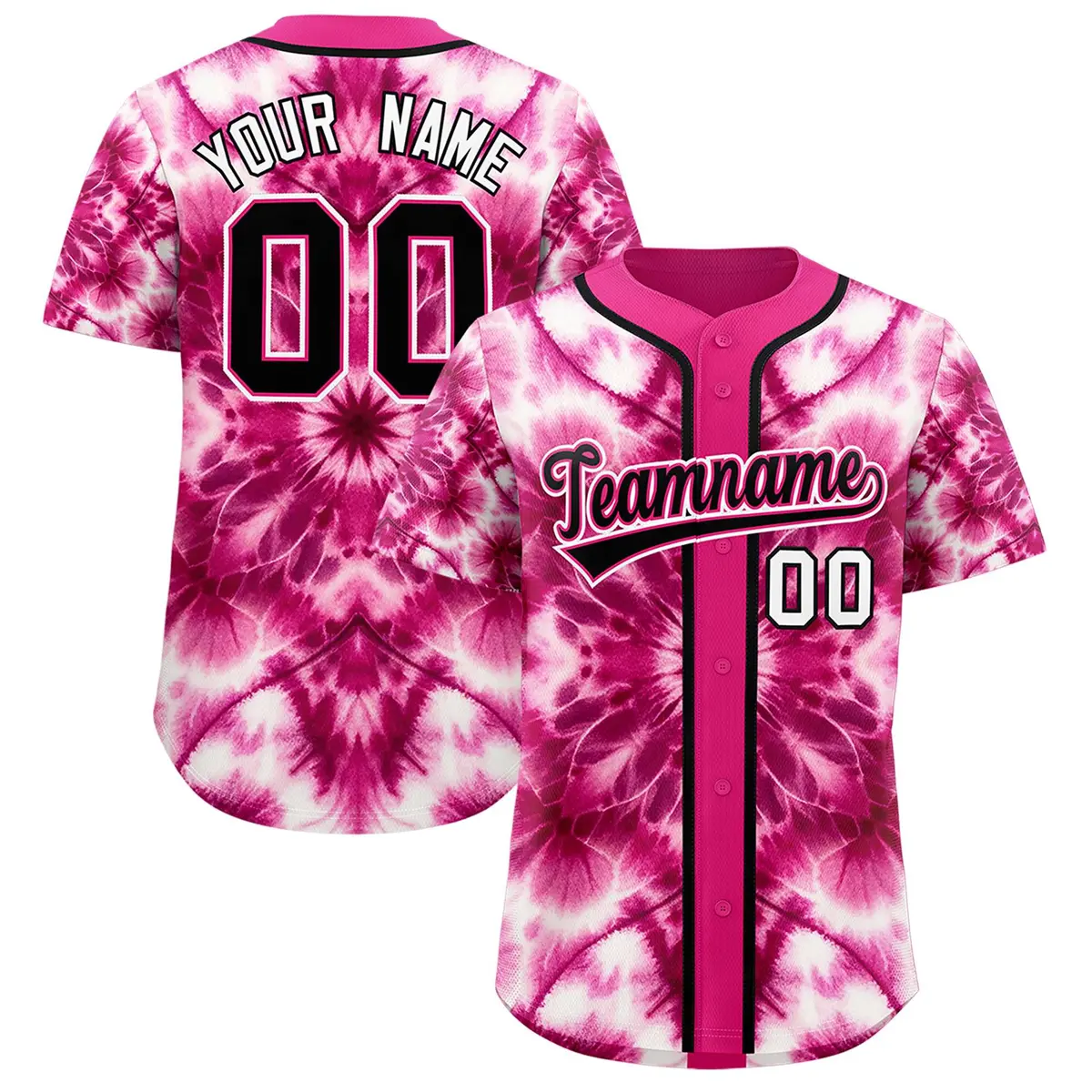 Pink Tie-Dye Graffiti Authentic Baseball Jersey