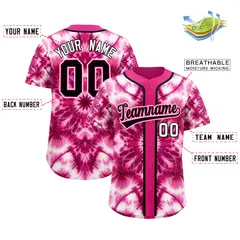 Pink Tie-Dye Graffiti Authentic Baseball Jersey 2