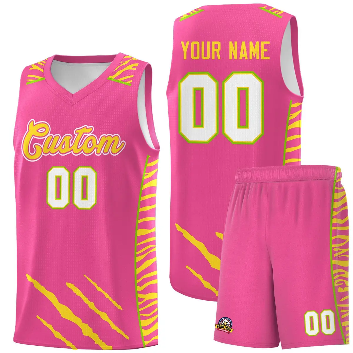 Pink Tiger Claw Pattern Basketball Jersey Sports Uniform