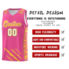 Pink Tiger Claw Pattern Basketball Jersey Sports Uniform 2