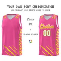 Pink Tiger Claw Pattern Basketball Jersey Sports Uniform 3