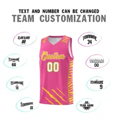Pink Tiger Claw Pattern Basketball Jersey Sports Uniform 4