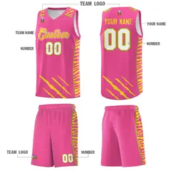 Pink Tiger Claw Pattern Basketball Jersey Sports Uniform 5