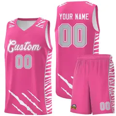 Pink Tiger Claw Pattern Basketball Jersey Sports Uniform 1