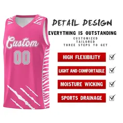 Pink Tiger Claw Pattern Basketball Jersey Sports Uniform 2