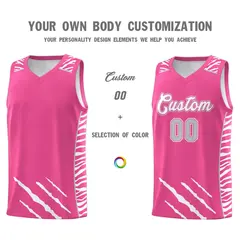 Pink Tiger Claw Pattern Basketball Jersey Sports Uniform 3