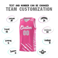 Pink Tiger Claw Pattern Basketball Jersey Sports Uniform 4