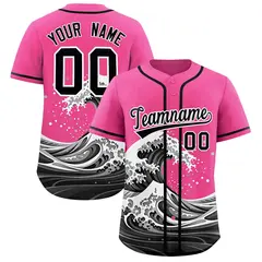 Pink Wave Graffiti Baseball Jersey 1