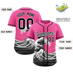 Pink Wave Graffiti Baseball Jersey 2
