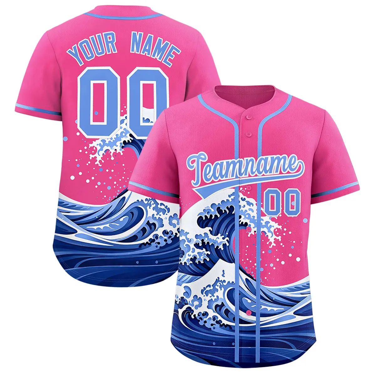 Pink Wave Graffiti Baseball Jersey