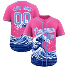 Pink Wave Graffiti Baseball Jersey 1