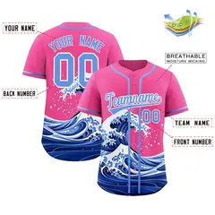 Pink Wave Graffiti Baseball Jersey 2