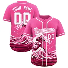 Pink Wave Graffiti Baseball Jersey 1