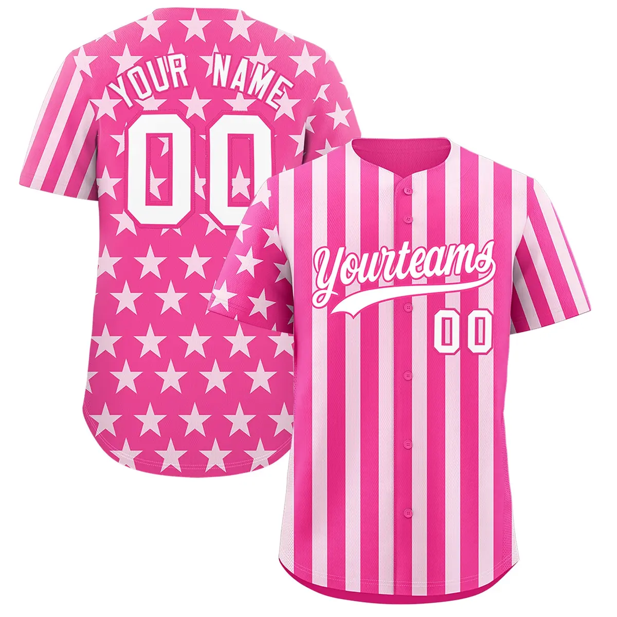 Pink White American Flag Graffiti Baseball Jersey