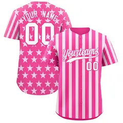 Pink White American Flag Graffiti Baseball Jersey 1